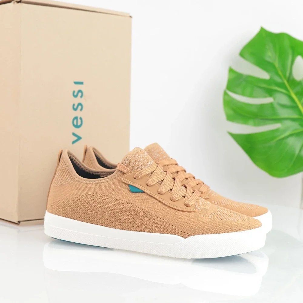 Vessi Womens Weekend Sneakers Size 9 Waterproof Oak Brown Lace-Up Comfort Shoes